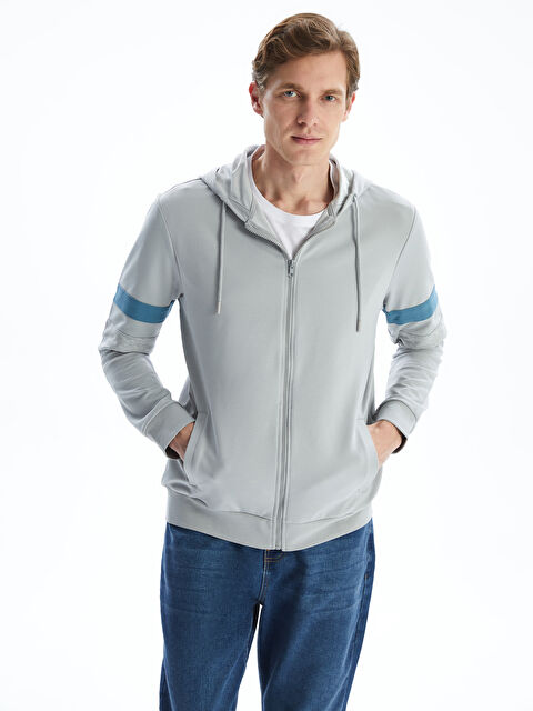 LCWAIKIKI Classic Kapüşonlu Uzun Kollu Erkek Fermuarlı Sweatshirt - S50837Z8-YEG