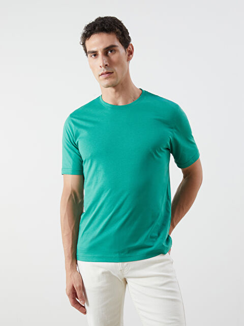 LCWAIKIKI Basic Bisiklet Yaka Penye Erkek Tişört - S50839Z8-GRE