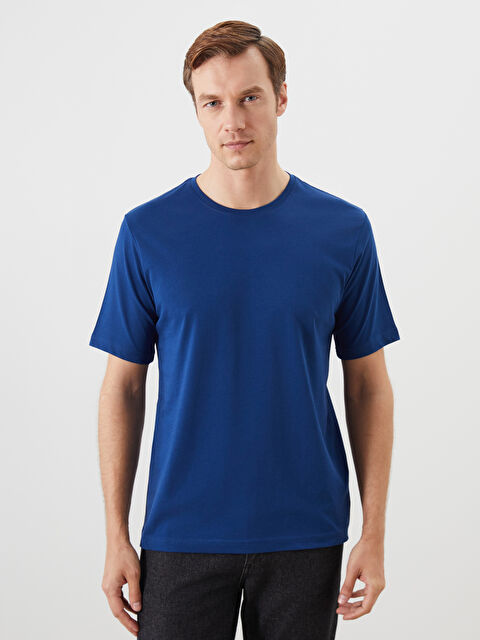 LCWAIKIKI Basic Bisiklet Yaka Penye Erkek Tişört - S50839Z8-HEU