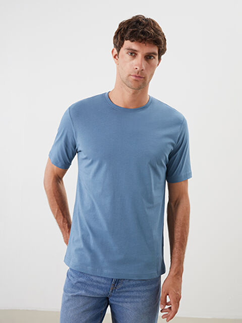 LCWAIKIKI Basic Bisiklet Yaka Penye Erkek Tişört - S50839Z8-R2S