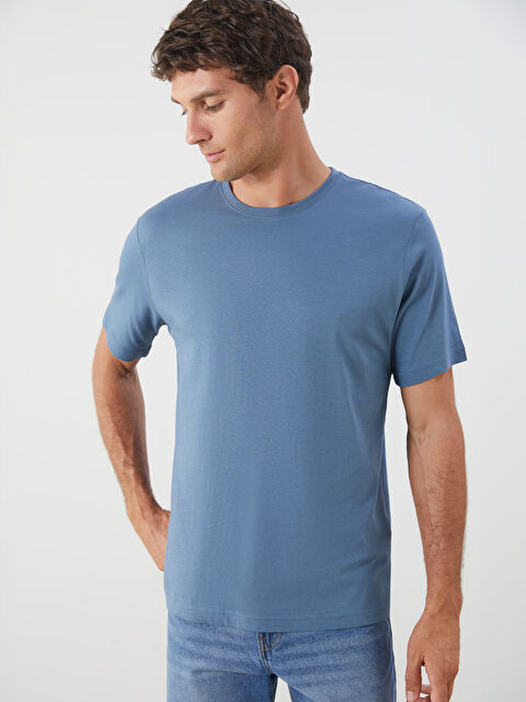 LCWAIKIKI Basic Bisiklet Yaka Penye Erkek Tişört - S50839Z8-VFY