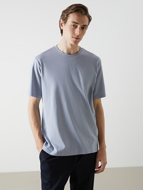 LCWAIKIKI Basic Bisiklet Yaka Penye Erkek Tişört - S50839Z8-YMD