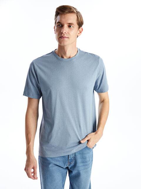 LCWAIKIKI Basic Bisiklet Yaka Penye Erkek Tişört - S50839Z8-SNK