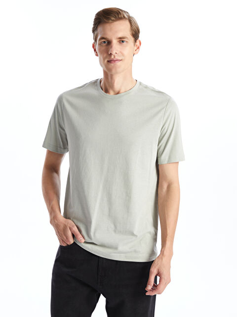 LCWAIKIKI Basic Bisiklet Yaka Penye Erkek Tişört - S50839Z8-YL1