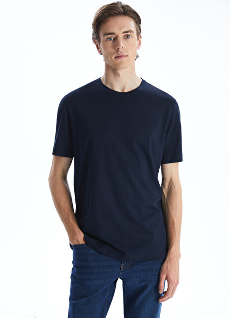 LCWAIKIKI Basic Bisiklet Yaka Penye Erkek Tişört - S50841Z8-DWP