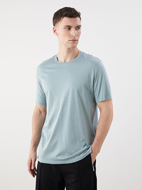 LCWAIKIKI Basic Bisiklet Yaka Penye Erkek Tişört - S50841Z8-YZX