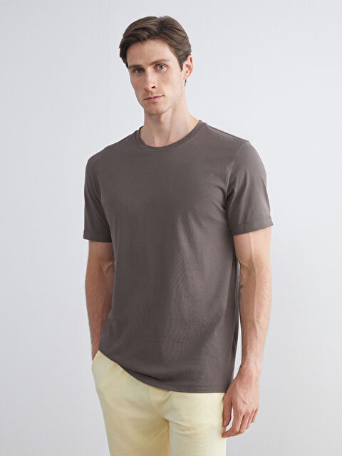 LCWAIKIKI Classic Bisiklet Yaka Penye Erkek Tişört - S50842Z8-8U4