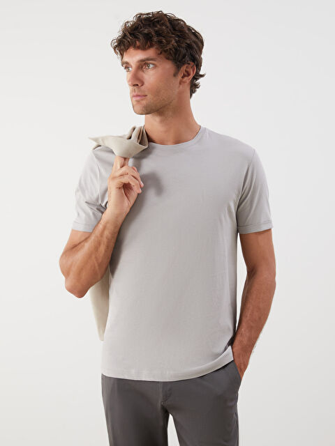 LCWAIKIKI Classic Bisiklet Yaka Penye Erkek Tişört - S50842Z8-GB9