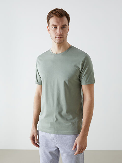 LCWAIKIKI Classic Bisiklet Yaka Penye Erkek Tişört - S50842Z8-YVQ