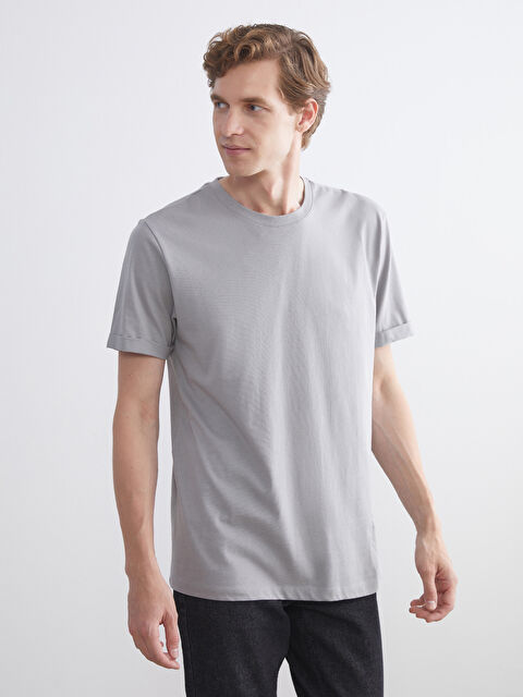 LCWAIKIKI Classic Bisiklet Yaka Penye Erkek Tişört - S50842Z8-ZK4