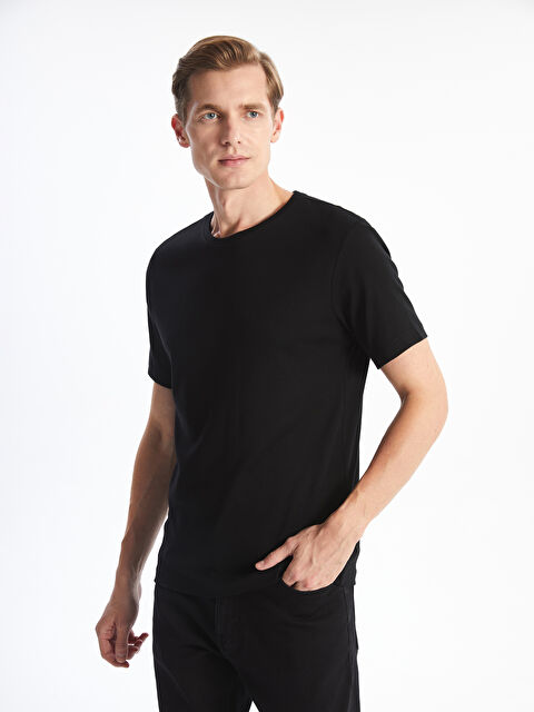 LCWAIKIKI Classic Bisiklet Yaka Penye Erkek Tişört - S50843Z8-CVL