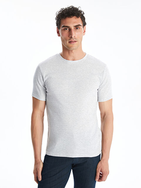 LCWAIKIKI Classic Bisiklet Yaka Penye Erkek Tişört - S50843Z8-DFL