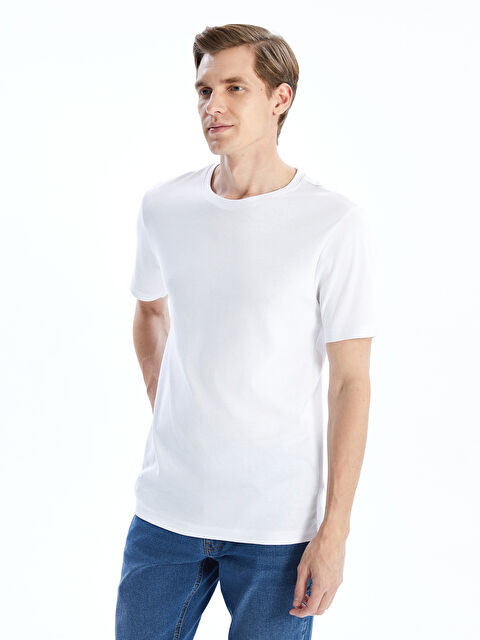 LCWAIKIKI Classic Bisiklet Yaka Penye Erkek Tişört - S50843Z8-Q6K