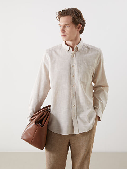 LCWAIKIKI Classic Regular Fit Uzun Kollu Armürlü Erkek Gömlek - S50855Z8-VV6