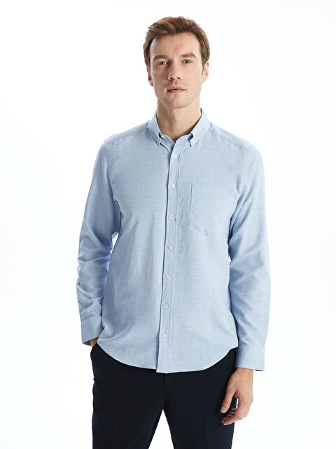 LCWAIKIKI Classic Regular Fit Uzun Kollu Armürlü Erkek Gömlek - S50873Z8-CS6