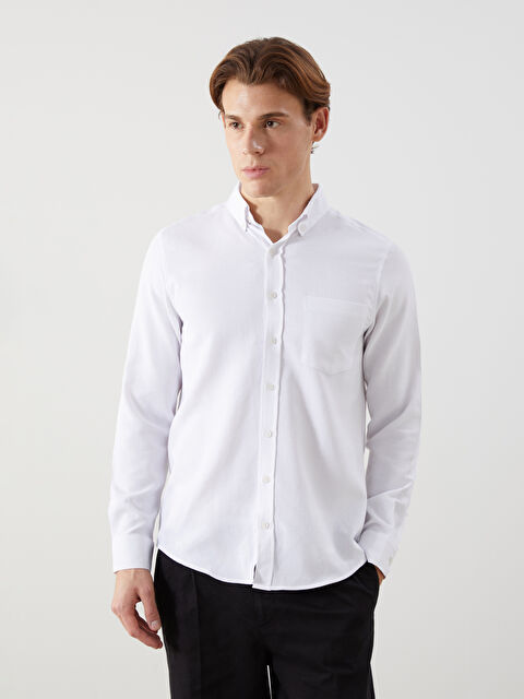 LCWAIKIKI Classic Regular Fit Uzun Kollu Armürlü Erkek Gömlek - S50873Z8-Q6K