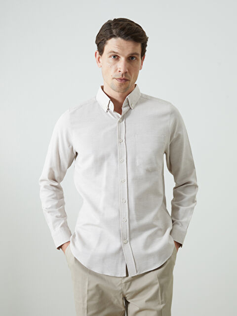 LCWAIKIKI Classic Regular Fit Uzun Kollu Armürlü Erkek Gömlek - S50873Z8-GWB