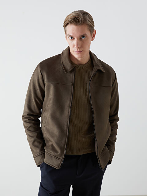 LCWAIKIKI Classic Standart Kalıp Gömlek Yaka Süet Erkek Mont - S50900Z8-JLA