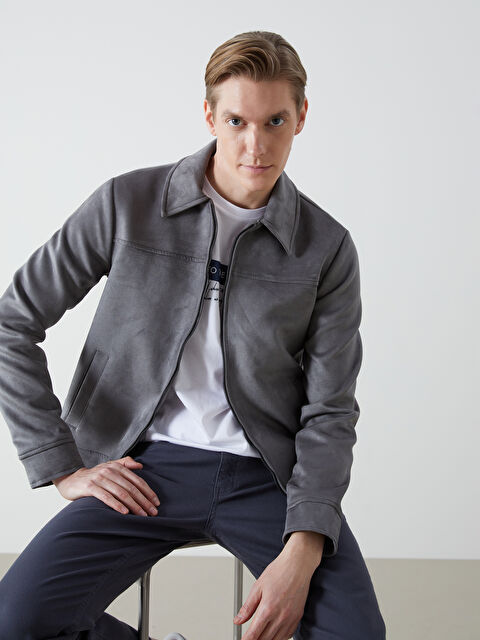 LCWAIKIKI Classic Standart Kalıp Gömlek Yaka Süet Erkek Mont - S50900Z8-JNL