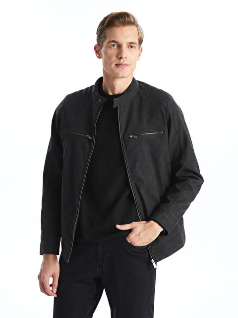 LCWAIKIKI Classic Biker Yaka Deri Görünümlü Erkek Ceket - S50901Z8-CUZ