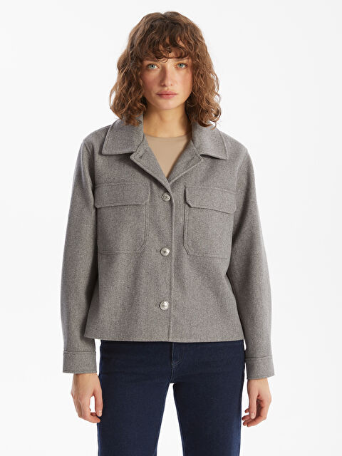 LCWAIKIKI Classic Gömlek Yaka Kadın Kaşe Kaban - S50928Z8-CT3