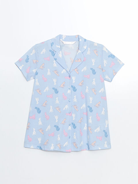 LCW DREAM Gömlek Yaka Baskılı Hamile Pijama Üstü - S50943Z8-LSC