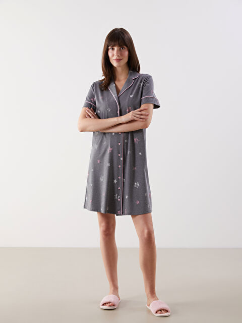 LCW DREAM Gömlek Yaka Desenli Hamile Gecelik - S50945Z8-998