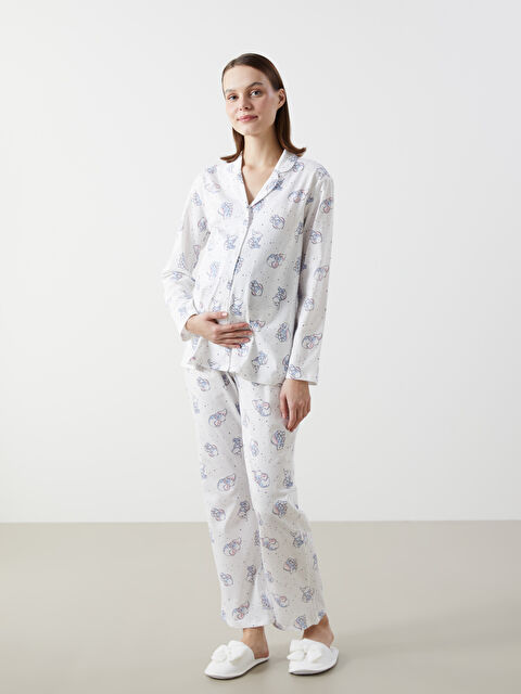 LCW DREAM Gömlek Yaka Desenli Hamile Pijama Takımı - S50951Z8-LRA