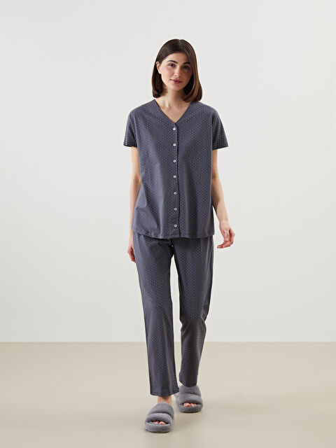 LCW DREAM V Yaka Puantiyeli Hamile Pijama Takımı - S50954Z8-LRX