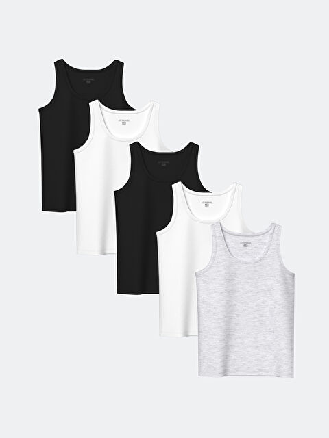 LCW Kids Bisiklet Yaka Erkek Çocuk Atlet 5'li - S50971Z4-CVL