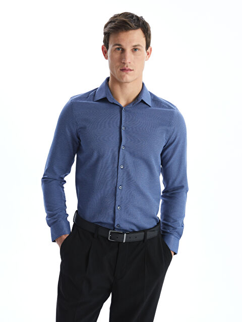 LCW BUSINESS Slim Fit Uzun Kollu Armürlü Erkek Gömlek - S50998Z8-CRP