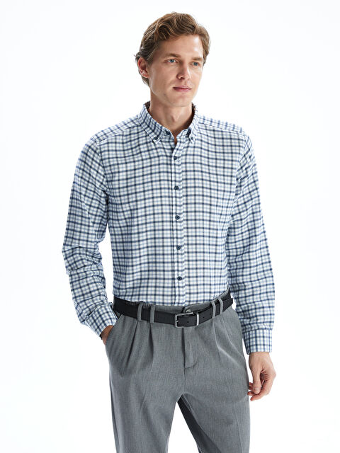 LCWAIKIKI Classic Regular Fit Uzun Kollu Ekose Gabardin Erkek Gömlek - S51048Z8-LLC