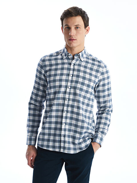 LCWAIKIKI Classic Regular Fit Uzun Kollu Ekose Gabardin Erkek Gömlek - S51052Z8-LME