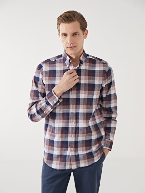 LCWAIKIKI Classic Regular Fit Uzun Kollu Ekose Poplin Erkek Gömlek - S51054Z8-LLH