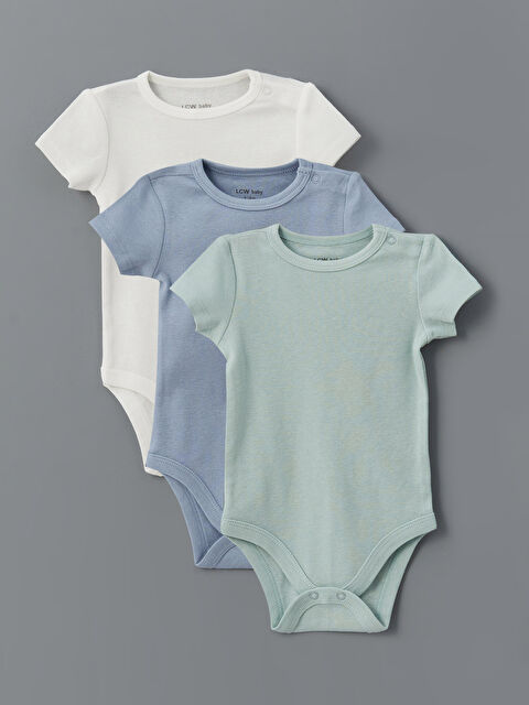 LCW baby Bisiklet Yaka Basic Erkek Bebek Çıtçıtlı Bodysuit 3'lü - S51071Z1-U1H