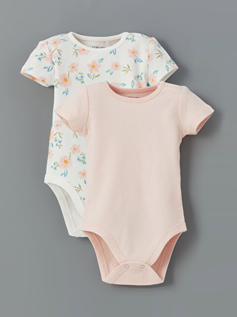 LCW baby Bisiklet Yaka Kız Bebek Çıtçıtlı Bodysuit 2'li - S51079Z1-LRB