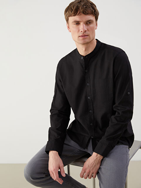 LCWAIKIKI Classic قميص رجالي بوبلين بأكمام طويلة وقصة عادية - S51084Z8-RQL