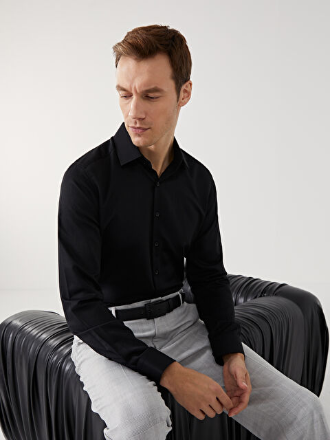 LCW BUSINESS Slim Fit Uzun Kollu Gabardin Erkek Gömlek - S51118Z8-RQL