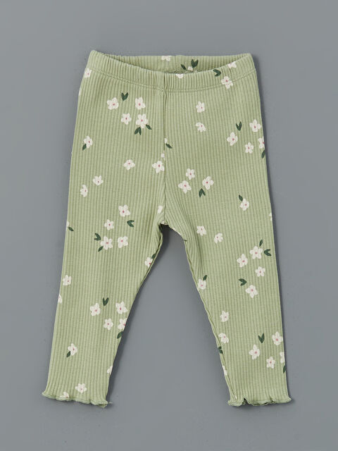 LCW baby Beli Lastikli Çiçekli Kız Bebek Tayt - S51125Z1-LRR