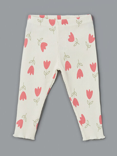 LCW baby Beli Lastikli Çiçekli Kız Bebek Tayt - S51266Z1-LRB