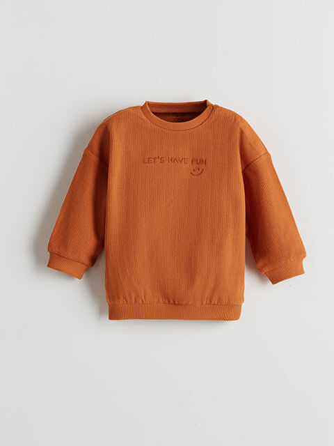 LCW baby Bisiklet Yaka Yazı Nakışlı Erkek Bebek Tişört - S51318Z1-QTU