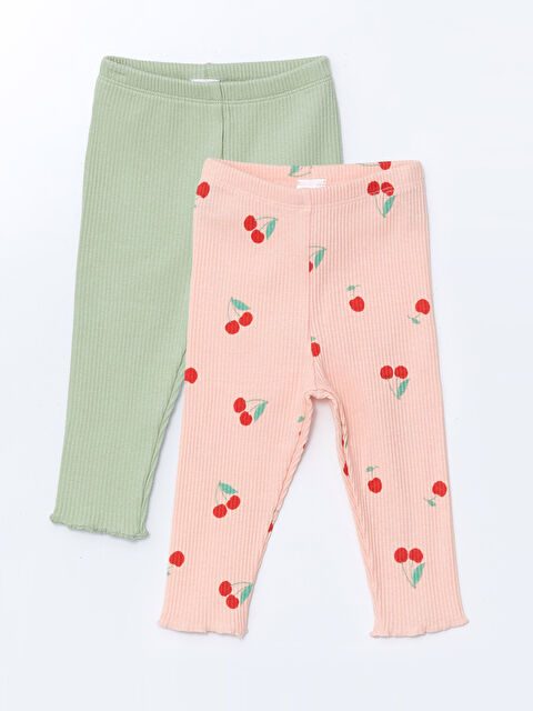 LCW baby Beli Lastikli Baskılı Kız Bebek Tayt 2'li - S51470Z1-FJY