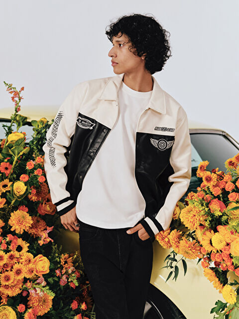 XSIDE Standard Fit Collared Neck Men's Leather Look Coat - S51503Z8-CVL