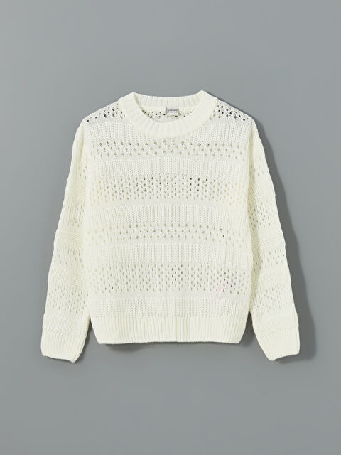 LCW Kids Bisiklet Yaka Ajurlu Kız Çocuk Triko Kazak - S51576Z4-FDH