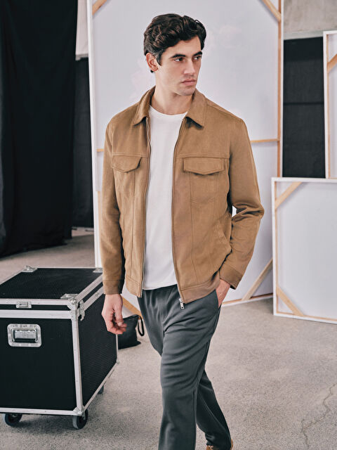 LCW Vision Slim Fit Gömlek Yaka Süet Erkek Ceket - S51578Z8-DVB