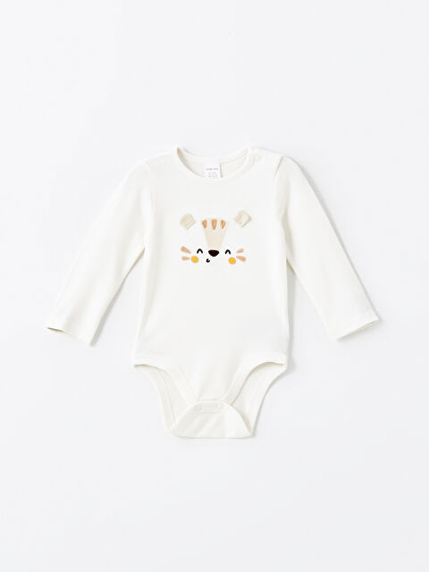 LCW baby Bisiklet Yaka Baskılı Erkek Bebek Çıtçıtlı Bodysuit - S51663Z1-FDU