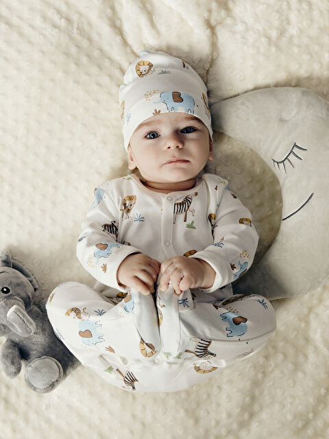 LCW baby V Yaka Baskılı Erkek Bebek Hastane Çıkış Seti - S51682Z1-LRA