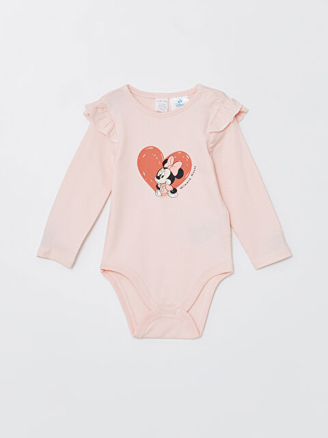 LCW baby Minnie Mouse Baskılı Kız Bebek Çıtçıtlı Bodysuit - S51684Z1-QWK