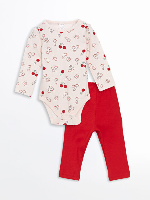 LCW baby Bisiklet Yaka Kız Bebek Çıtçıtlı Body ve Tayt 2'li - S51693Z1-LT9