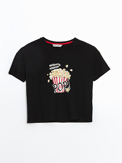 LCW Young Bisiklet Yaka Baskılı Kadın Pijama Üstü - S51738Z8-CVL